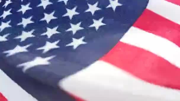 Närbild Vinka Usa Flagga — Stockvideo