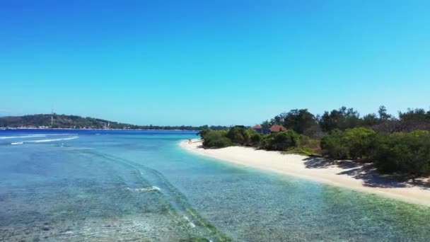 Vista Drone Perto Ilha Tropical Verde Bora Bora Polinésia Francesa — Vídeo de Stock