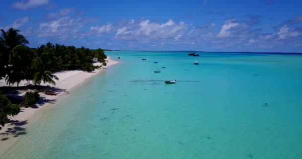 Båtar Grunt Vatten Vid Kusten Sommarresa Till Dominikanska Republiken Karibien — Stockvideo