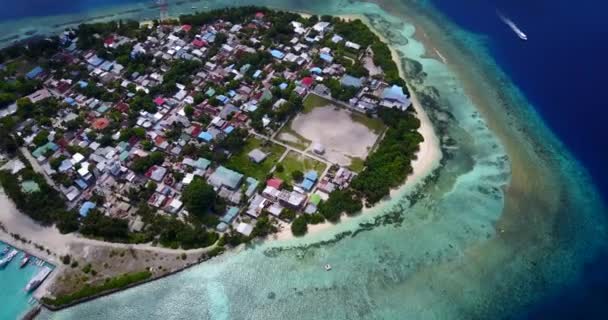 Pemandangan Udara Resor Tropis Pulau Ini Liburan Eksotis Maladewa Asia — Stok Video