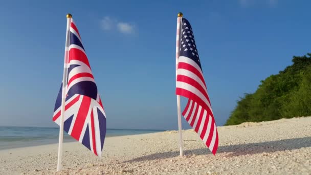 Eua Reino Unido Bandeiras Praia Férias Verão Austrália Oceania — Vídeo de Stock