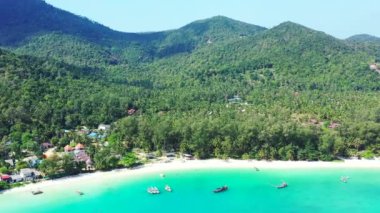 Summer resort viewed from drone. Journey to Gili Trawangan, Thailand. 