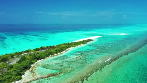 Lebendiges Türkisfarbenes Meer Entlang Der Grünen Tropischen Insel Sonnige Natur — Stockvideo