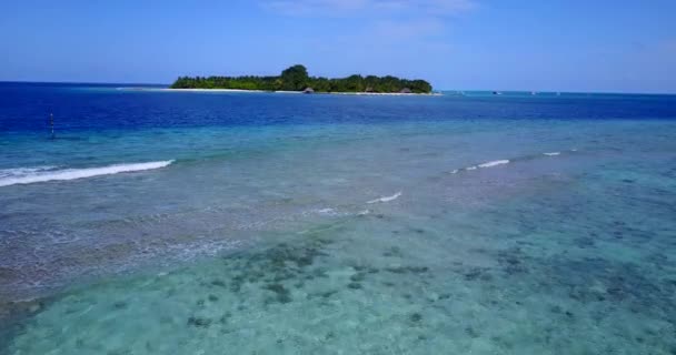 Vídeo Ilha Tropical Com Praia Areia Branca Palmeiras Água Azul — Vídeo de Stock