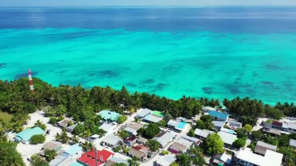 Živé Tyrkysové Moře Lemování Ostrov Bujnou Zelení Exotická Povaha Dominikánské — Stock video