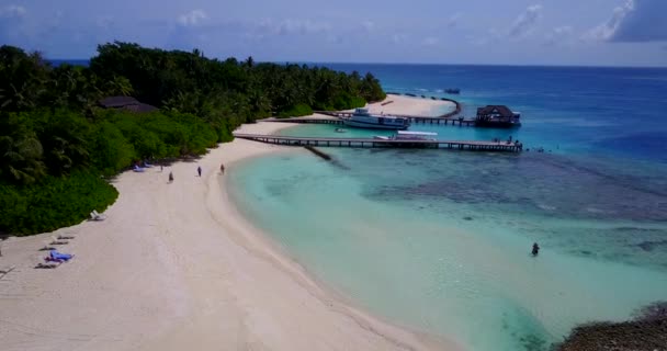 Blick Von Oben Auf Die Küste Mit Wandernden Touristen Tropenreise — Stockvideo