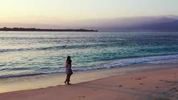 Mooie Jonge Vrouwen Het Tropische Strand — Stockvideo