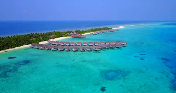 Ряди Бунгало Острівному Березі Відпустка Мальдівах Південна Азія — стокове відео