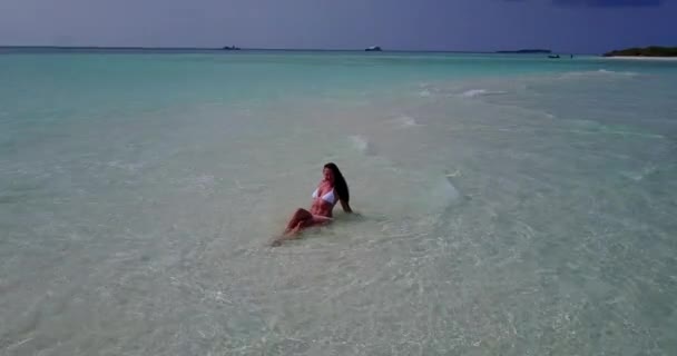 Sexy Bikini Ciało Kobieta Zabawy Raju Tropikalnej Plaży Kubie — Wideo stockowe
