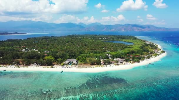 Espectáculo Aéreo Drónico Con Isla Azul Verde Viaje Exótico Maldivas — Vídeo de stock