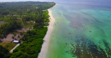 Altında deniz yosunları olan kıyı bölgesi. Bali, Endonezya 'da egzotik tatil.