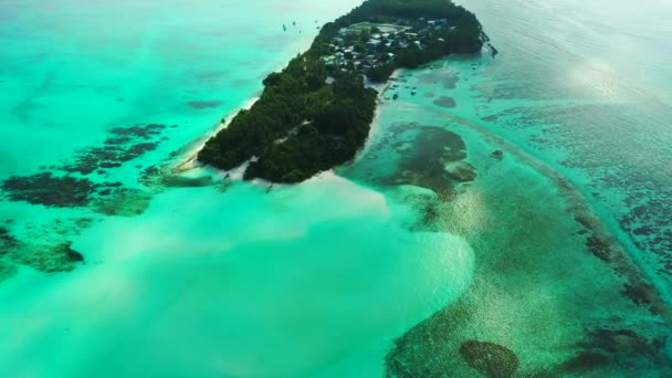 充满活力的绿松石海锯齿状岛屿 绿树成荫 多米尼加共和国 加勒比的异族性质 — 图库视频影像