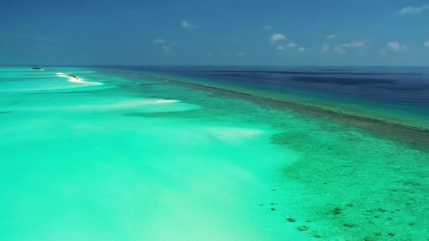Neon Turquoise Water Van Malediven Zomervakantie Concept — Stockvideo