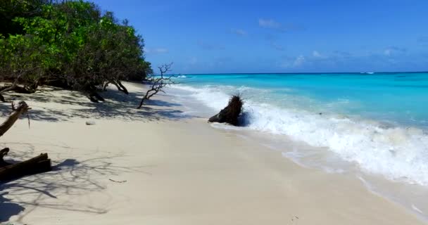 Vista Panorámica Playa Con Agua Poco Profunda Por Mañana Exótico — Vídeo de stock