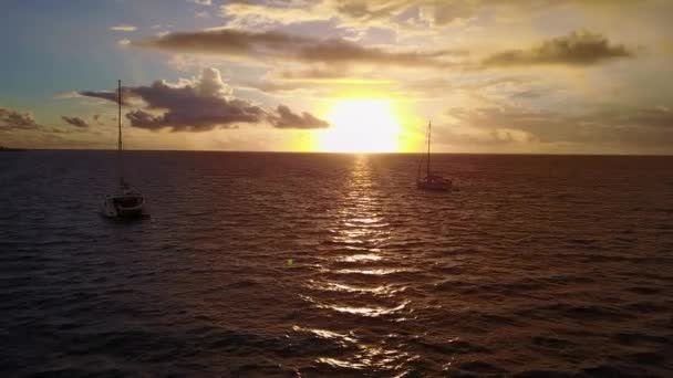 Ljus Solnedgång Vid Havet Exotisk Natur Bora Bora Franska Polynesien — Stockvideo