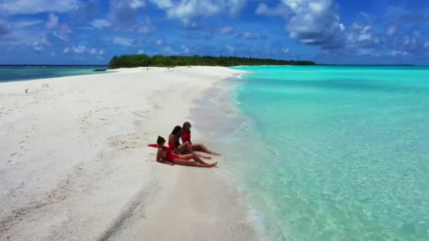 Attraktive Lässige Mädchen Entspannen Sich Strand Der Insel Jamaika — Stockvideo