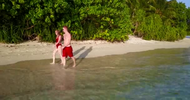 Romantic Couple Tropical Beach — Stock Video