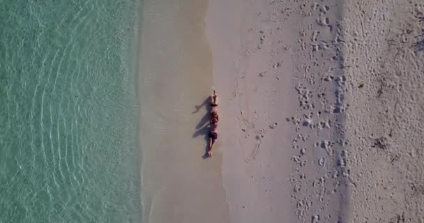 Ευτυχισμένο Ρομαντικό Ζευγάρι Στην Τροπική Παραλία — Αρχείο Βίντεο