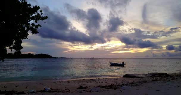 Barco Solitario Atardecer Escena Verano Bali Indonesia — Vídeos de Stock