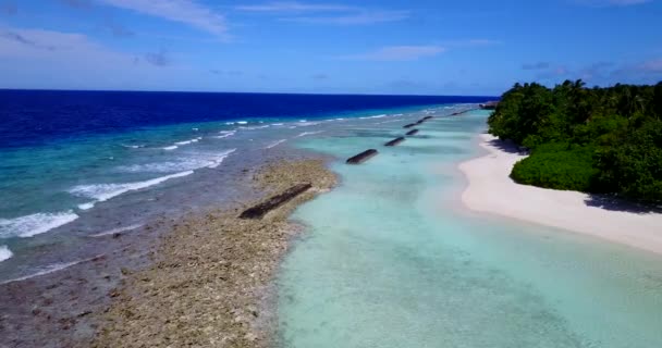 Prachtig Uitzicht Vanuit Lucht Malediven Eiland Exotisch Tropisch Strand Reizen — Stockvideo
