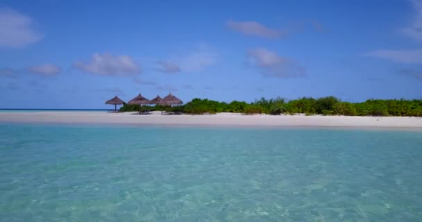 Straw Umbrellas Loungers Paradise Island Summer Trip Dominican Republic Caribbean — Stock Video