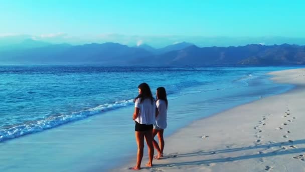 Schöne Junge Frauen Tropischen Strand — Stockvideo