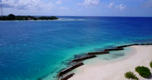 Isla Defendiéndose Con Rompeolas Rocosas Escena Verano Gili Trawangan Indonesia — Vídeo de stock