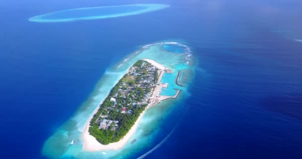 Pemandangan Udara Pulau Laut Biru Perjalanan Maladewa Asia Selatan — Stok Video