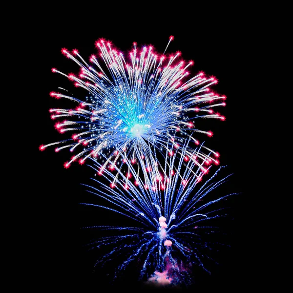 Gece havai fişek farklı renkleri siyah bir zemin üzerine