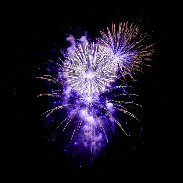 Gece havai fişek farklı renkleri siyah bir zemin üzerine