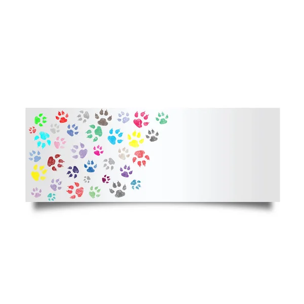 Colorful dog footprint card — Stock Photo, Image