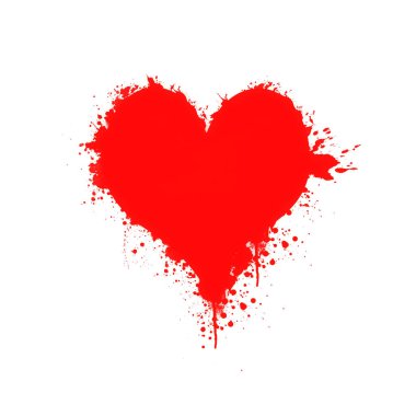 Elle çizilmiş kırmızı kalp boyalı