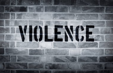 Şiddet şablon grunge beyaz tuğla duvara yazdırma