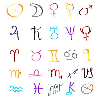 Astrolojik işaretler zodyak (Astroloji sembolleri kümesi)