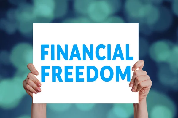 Financial freedom card with bokeh background — Stock Photo, Image