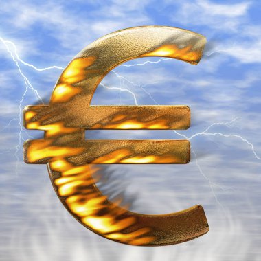 Euro işaret içinde ateş - ateş illüstrasyon 