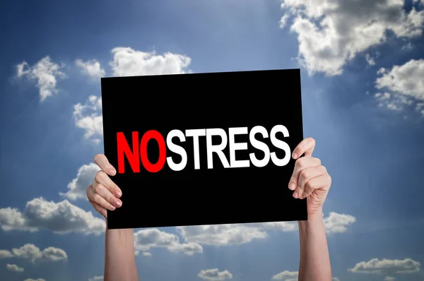 No Stress card with a cloud on background