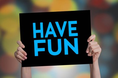 Bokeh arka plan ile eğlenceli kartı var