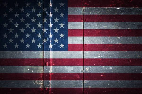 Bandera de Estados Unidos sobre fondo de textura de metal grunge — Foto de Stock