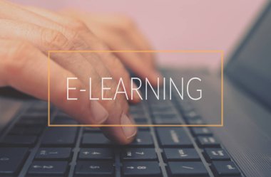 E-learning tittle frame. Technology concept.