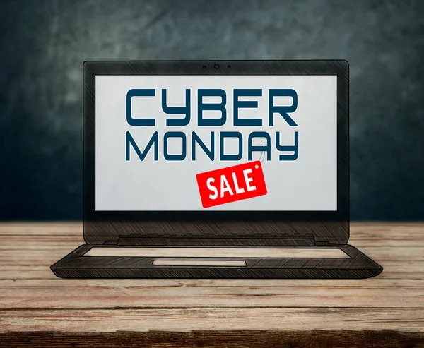 Cyber poniedziałek znak na komputerze przenośnym. — Zdjęcie stockowe