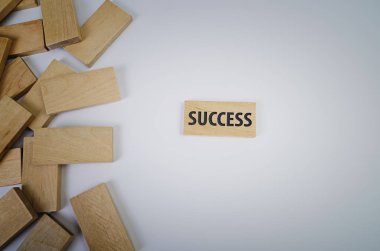 Ahşap blok beyaz arka plan üzerinde yazılı başarı kelime