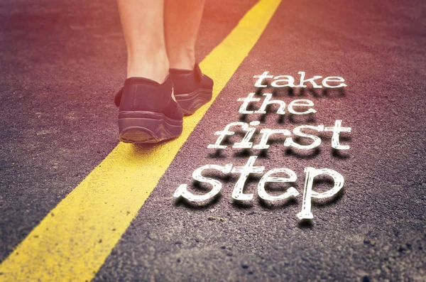 Take the first step inspirational concept on the road — Stock Photo, Image