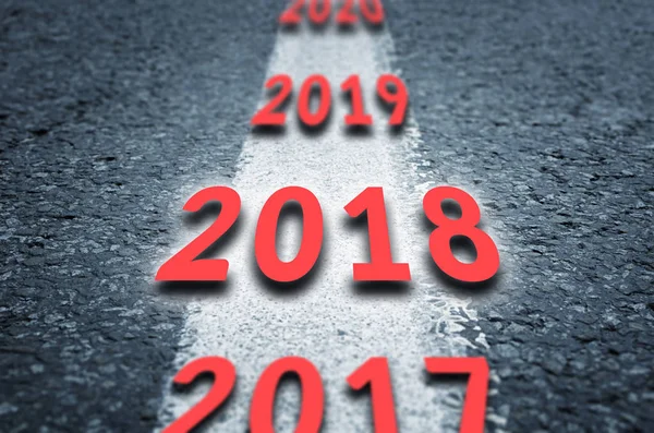 2018 Nieuwjaar Concept. 2018 Nieuwjaar Road. — Stockfoto