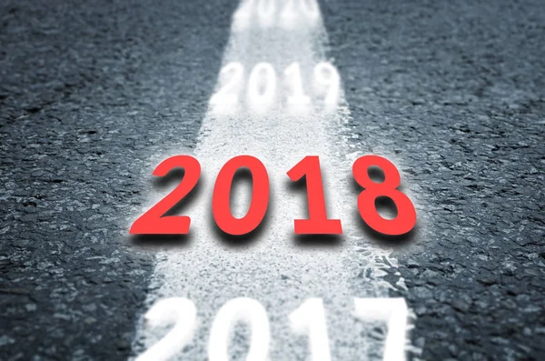 New 2018 Year Concept. 2018 New Year Road. — Stock Photo, Image