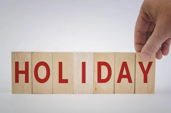 Słowo Holiday wykonane z bloków konstrukcyjnych — Zdjęcie stockowe