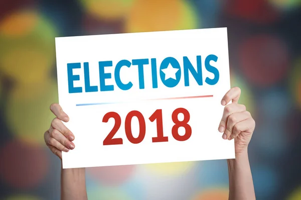Elezioni 2018 Card con sfondo Bokeh — Foto Stock