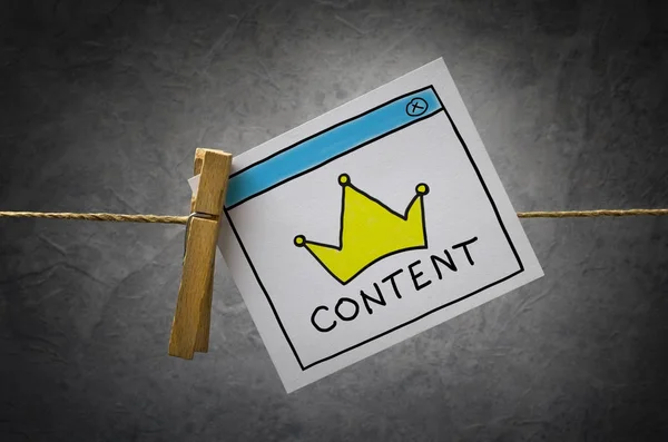 Content is king clothespin marketing concept
