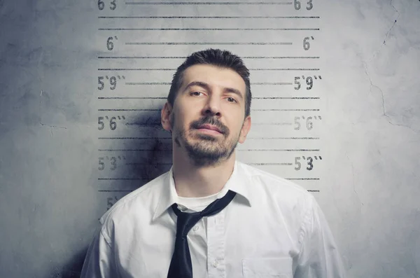 Portrait d'un beau, élégant homme d'affaires barbu posant pour un mugshot — Photo