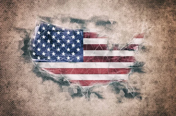 Mapa da Bandeira Americana. Unidos estamos de pé ! — Fotografia de Stock